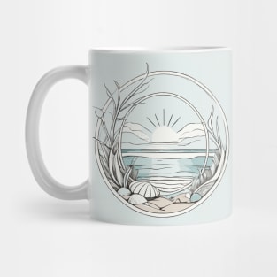 seaside line art Mug